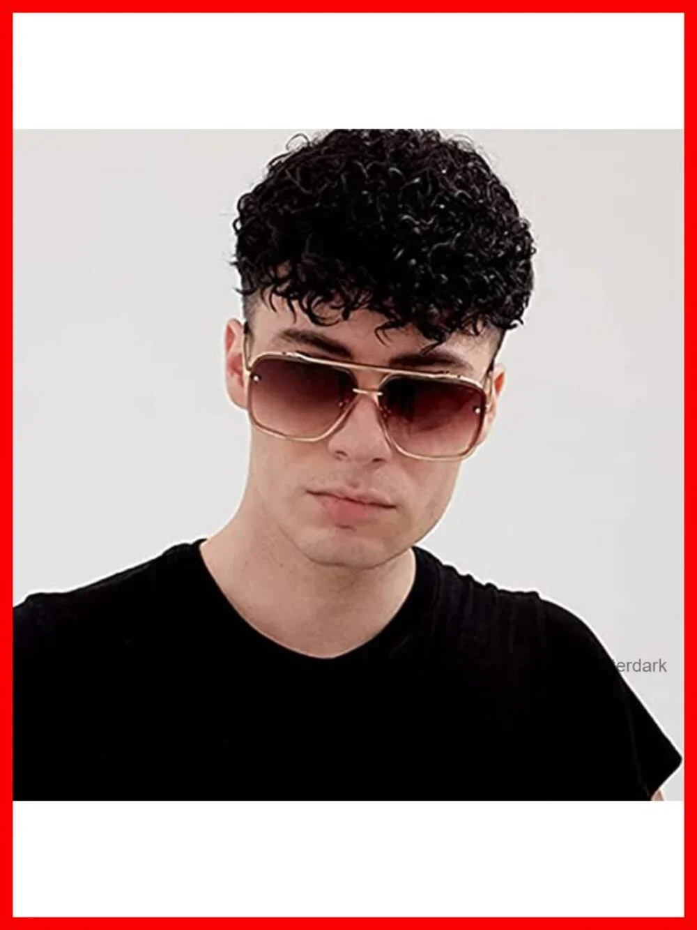 Oversized Square Aviator Sunglasses for Men Women Metal Frame